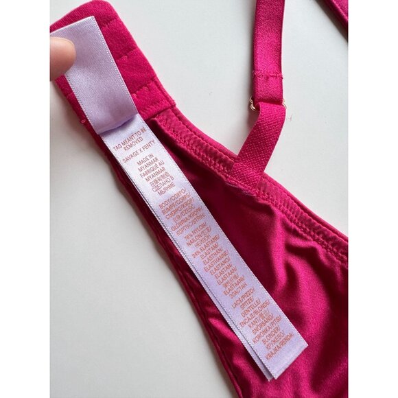 NWOT SAVAGE x FENTY Not Sorry Goji Berry Half Cup Plunge Lace Bra, Size 34DD - Picture 15 of 16